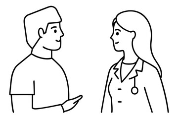 Doctor and nurse doing discussion vector illustration, Simple and minimalist flat Vector 