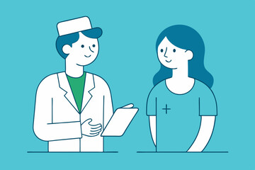 Doctor and nurse doing discussion vector illustration, Simple and minimalist flat Vector