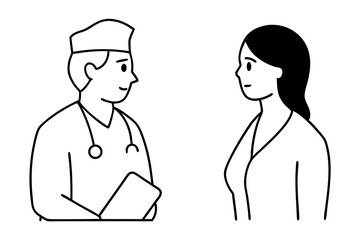 Doctor and nurse doing discussion vector illustration, Simple and minimalist flat Vector 
