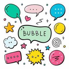 Speech Bubbles Hand Drawn Coloring Vector