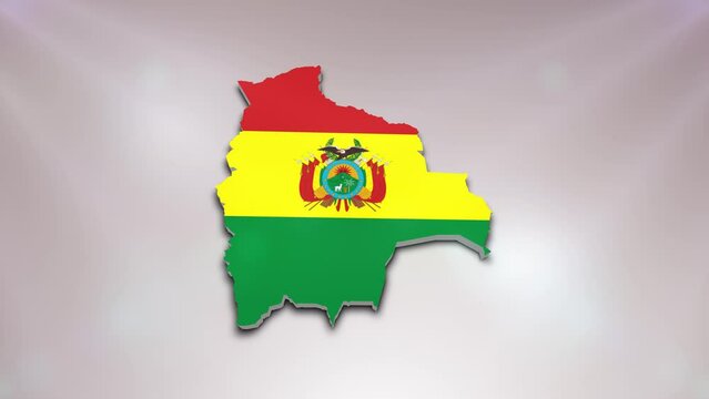 Bolivia Flag on its Country Map, 3D Map Flag Opener Suitable for Politics, Elections, Travel, News and Sports Events and Presentations
