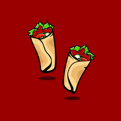 shawarma logo design inspiration . shawarma colorful vector template . two kebabs vector design template . kebab drawing cartoon style . kebab vector pack . tortilla icon design inspiration