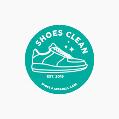 Shoes cleaner logo design inspiration . shoe laundry logo design template . sneaker care logo design . sneaker wash