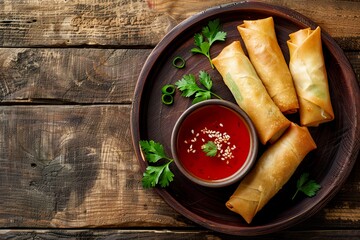 Crispy Spring Rolls with Dipping Sauce