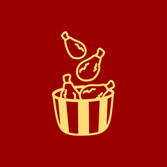 chicken drumstick doodle . a bucket of chicken drumstick vector design template . chicken drumstick drawing inspiration . fried chicken drawing
