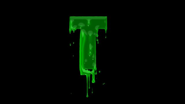 Green slime font. Halloween toxic waste letters, blot scary horror greens goo alphabet text sign and blots splash liquid slimes spooky letters, goo vector isolated symbols set
