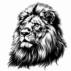 Obraz premium A black and white drawing of a lion