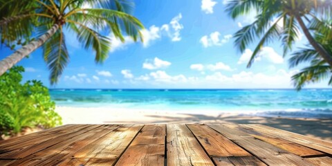 Beach Scene with Wooden Deck