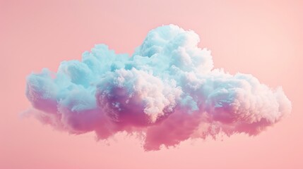 Dreamy fluffy cloud hovering over a soft pink gradient background, subtle pastel tones, serene and ethereal atmosphere
