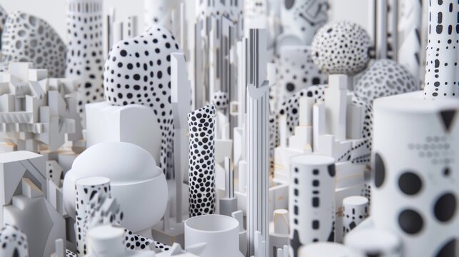 A patchwork of abstract shapes and patterns meticulously crafted from paper outs.