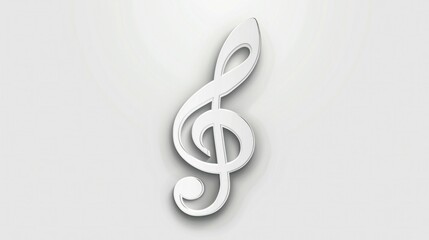 Musical harmony in monochrome white treble clef on gray background with copy