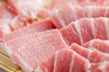 Various parts of fresh tuna sashimi