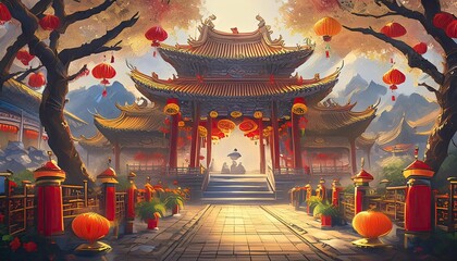 Chinese Style Festive Wedding Background Design Wallpaper