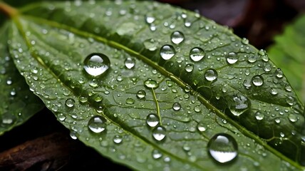 water drops on leaf