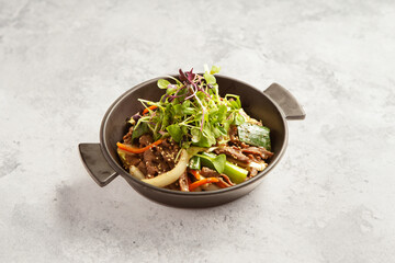 bulgogi, sliced and seasoned, barbequed beef