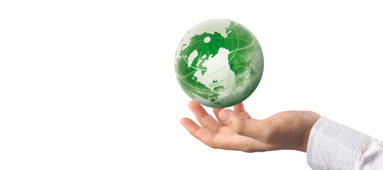 Globe ,earth in human hand, holding our planet glowing. Earth image provided by Nasa