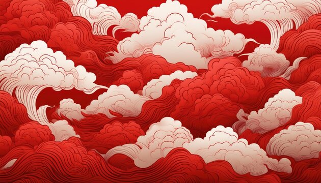 card design red cloud and white cloud chinese background or chinese wallpaper