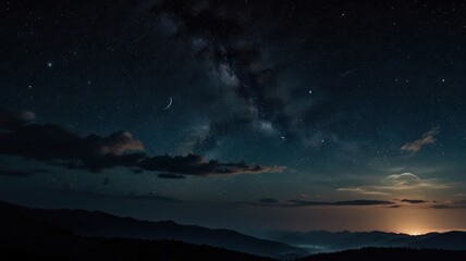 Naklejka premium night sky with moon and stars