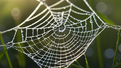 spider web with dew drops