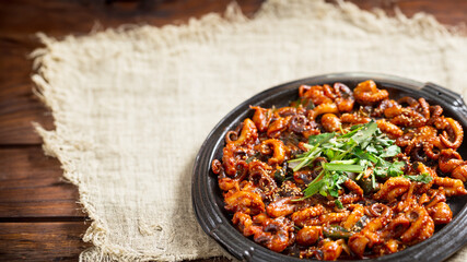 Stir fried spicy vegetable octopus  