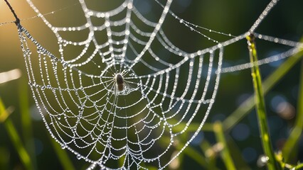 spider web with dew drops