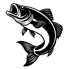 bass fish silhouette. fish vector illustration.