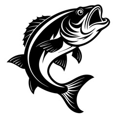 bass fish silhouette. fish vector illustration.