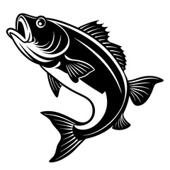 bass fish silhouette. fish vector illustration.