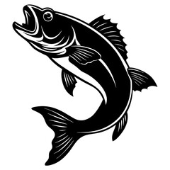 bass fish silhouette. fish vector illustration.