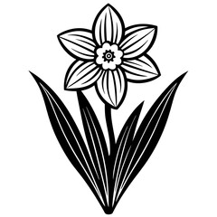 Hand drawn simple Floral flowers Daffodil flat design vector 