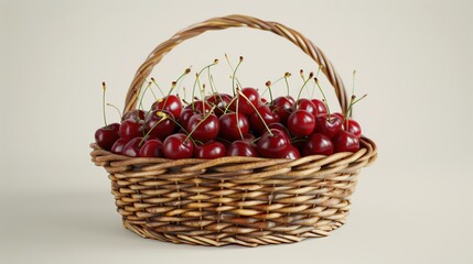 Basket of Fresh Cherries