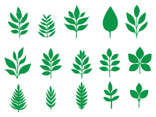 Green leaf icon set. leaf icon on isolated background.	