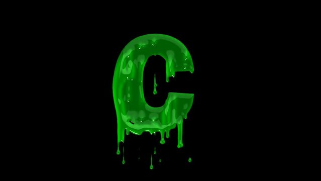 Green slime font. Halloween toxic waste letters, blot scary horror greens goo alphabet text sign and blots splash liquid slimes spooky letters, goo vector isolated symbols set