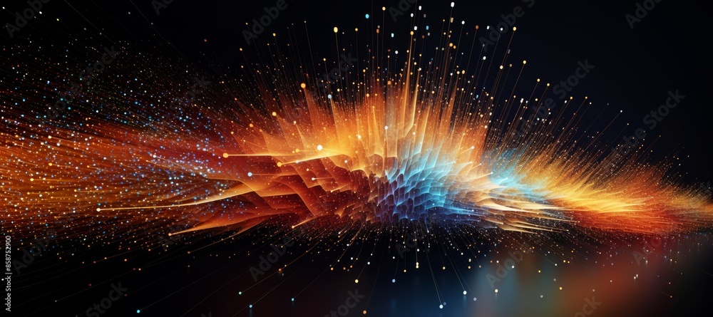 Poster digital graphic abstract background for technological processes, neural networks, digital data stora
