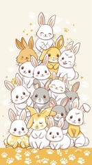 Naklejka premium Cute Cartoon Bunnies Illustration