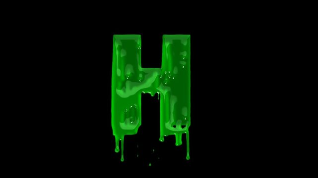 Green slime font. Halloween toxic waste letters, blot scary horror greens goo alphabet text sign and blots splash liquid slimes spooky letters, goo vector isolated symbols set