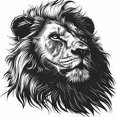 Obraz premium A black and white drawing of a lion