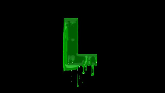 Green slime font. Halloween toxic waste letters, blot scary horror greens goo alphabet text sign and blots splash liquid slimes spooky letters, goo vector isolated symbols set