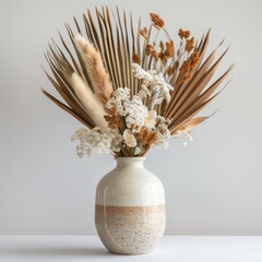 Dried Floral Arrangement in a Speckled Vase