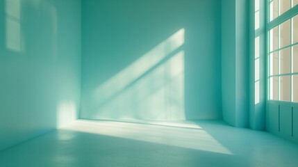 Obraz premium Empty photo studio with blue walls, professional lighting equipment, and blue backdrop. Photography setup studio concept.