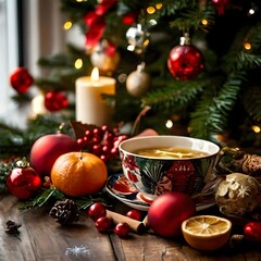 Festive Christmas tree with colorful ornaments and glowing lights creating a joyful and holiday atmosphere