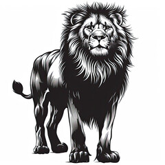 Obraz premium A black and white drawing of a lion