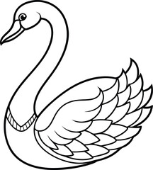 black and white swan  Coloring Page for Kids