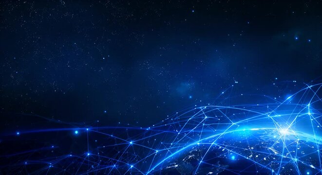 A global network of connections across the Earth, symbolizing connectivity and technology