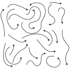 Set of Hand drawn vector arrows doodle on white background. design element vector illustration.