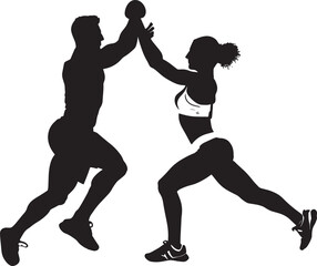 man and woman of fitness silhouette character vector design.