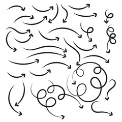hand drawn Arrows icons Set. arrow icon with various directions. Doodle vector illustration. isolated on a white background