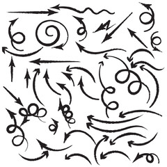 hand drawn Arrows icons Set. arrow icon with various directions. Doodle vector illustration. isolated on a white background