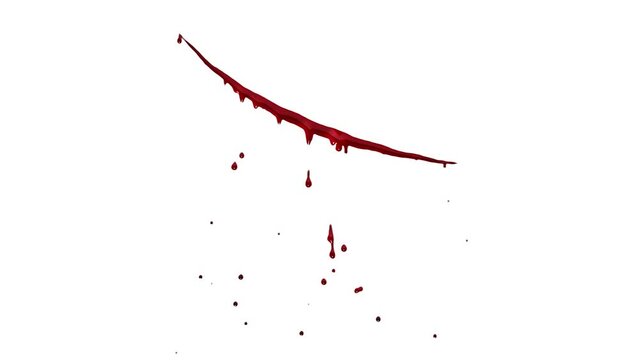 Blood drip set. Drop blood isloated white background. Happy Halloween decoration design. Red splatter stain splash spot, horror blot. Bleeding bloodstain scare texture. 