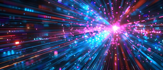 Naklejka premium Abstract technology background of high speed global data transfer, ultra fast broadband and connection, digital cyber tech motion